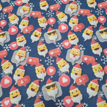 Baumwoll Webware mit Weihnachts - Emojis + Smileys von Katinoh