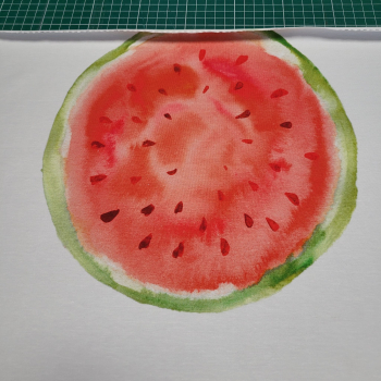 Baumwolljersey Panel Melone - Wassermelone - T-Shirt-Panel