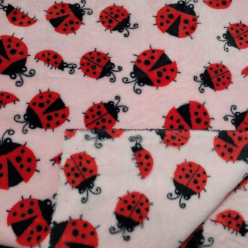 Kuschelfleece mit Glückskäfern - Marienkäfer auf rosa