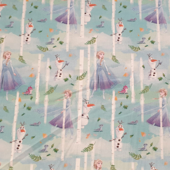 Baumwoll - Popeline Eiskönigin - Anna, Olaf + Bäume