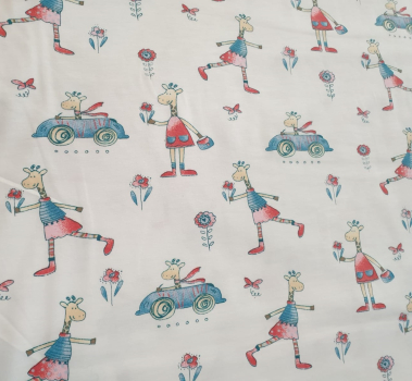 Baumwolljersey Giraffe mit Auto