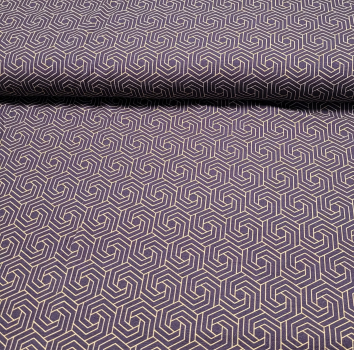 Viskosejersey - Geometrisches Muster auf navy