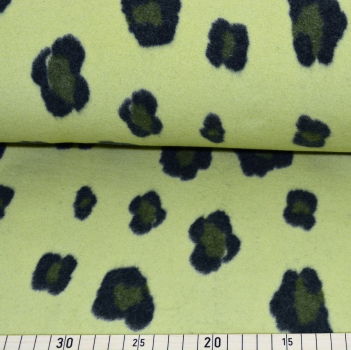 Baumwollfleece Leoparden Muster lime - Rest 0,45 m