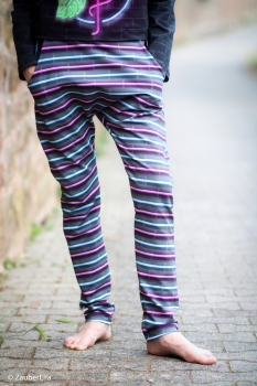 Preview: French Terry - Glow by Lycklig Design - Streifen blau - pink