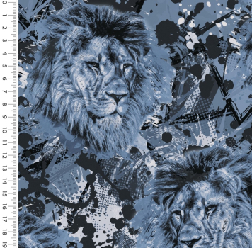 French Terry Digital Toff Graffiti Lion - Löwe