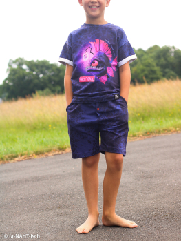 Preview: French Terry Deep Water by Thorsten Berger - Kombistoff mit Muster in schwarz - lila