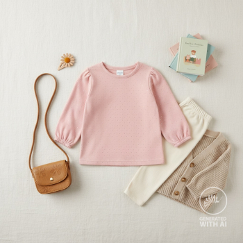 Rib Jersey mit kleinen Glitzersteinen in dusty pink