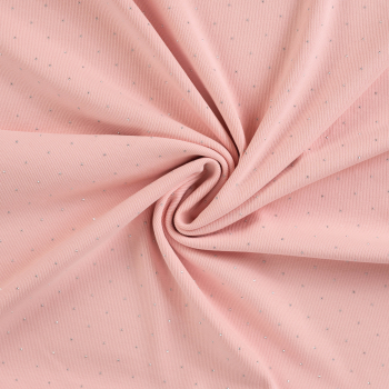 Rib Jersey mit kleinen Glitzersteinen in dusty pink