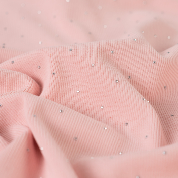 Rib Jersey mit kleinen Glitzersteinen in dusty pink