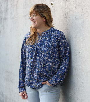 Preview: Viskose Webware - Amalia blau - flieder - Leo-Optik