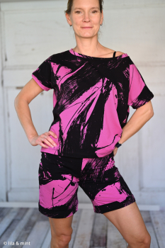 French Terry Eddy the Crab by Thorsten Berger - Kombistoff mit großem Muster auf pink