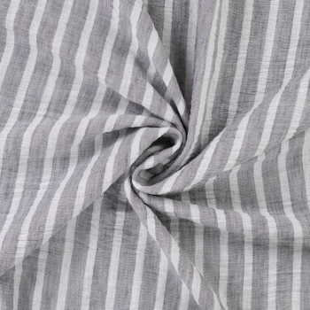 Leinen - Look Streifen grau - weiß - knitterarm