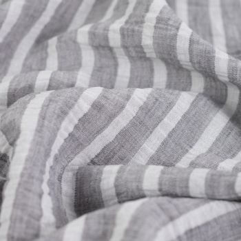 Leinen - Look Streifen grau - weiß - knitterarm