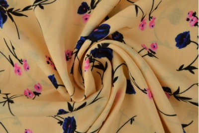 Viskose Webware Blüten auf gelb