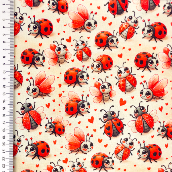 Baumwolljersey Lovebugs - Glückskäfer - Marienkäfer - Rest 0,95 m