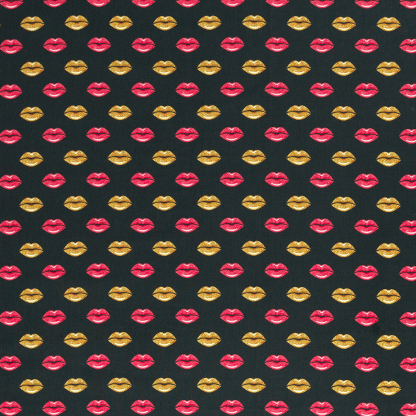 Baumwoll - Popeline  Kim - Lippen - Kussmund