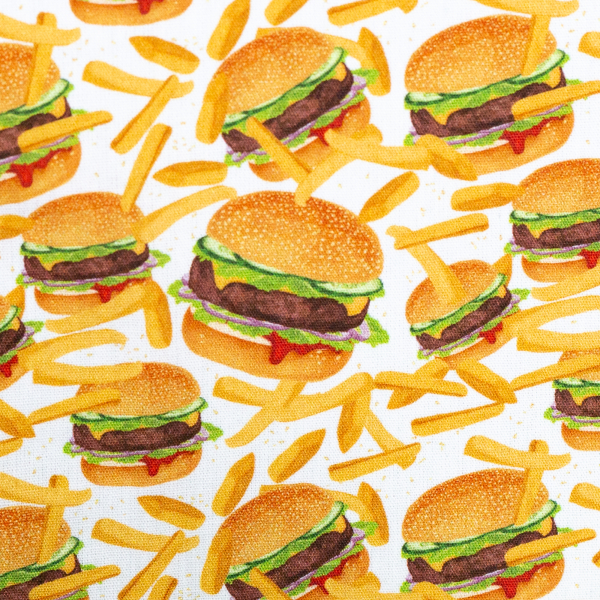 Baumwoll - Popeline  Kim - Hamburger + Pommer