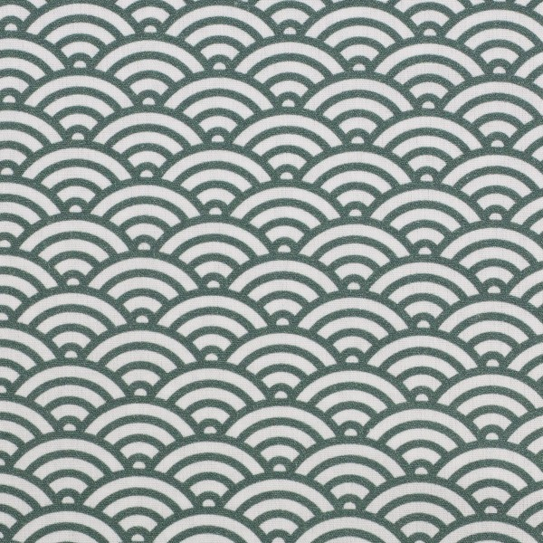 Baumwoll - Popeline  Kurt mit Muschel - Design grün - weiß