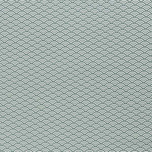 Baumwoll - Popeline  Kurt mit Muschel - Design grün - weiß