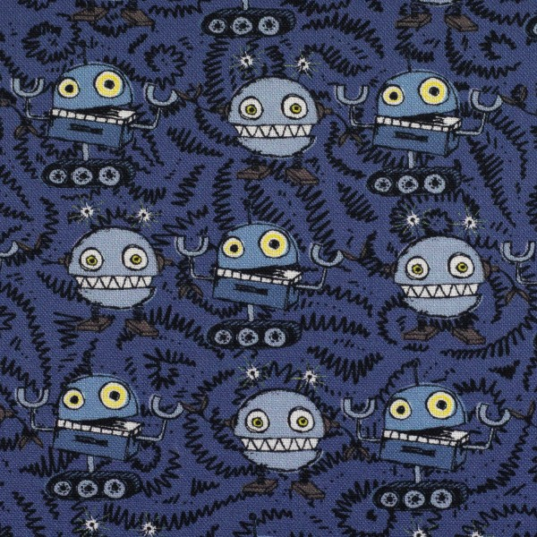 Baumwoll - Popeline  Happy Metal by Steinbeck - kleine Roboter