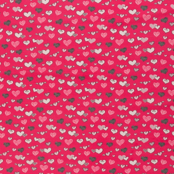 Baumwoll - Popeline  Valerie Papillon by Steinbeck - Herzen auf pink