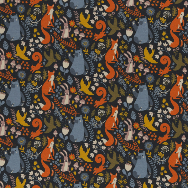 French Terry Dwellers by Käselotti - Waldtiere - Fuchs, Bär, Hase und Vögel