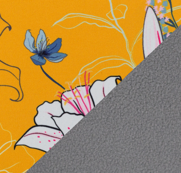 Softshell Fiete - große Blüten - Lilien auf gelb