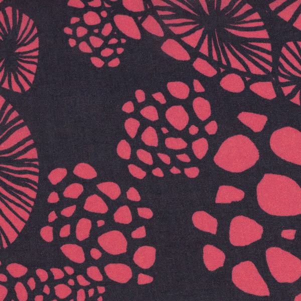Coral Cluster by Thorsten Berger - Viskosewebware in koralle - navy - Rest 0,4 m