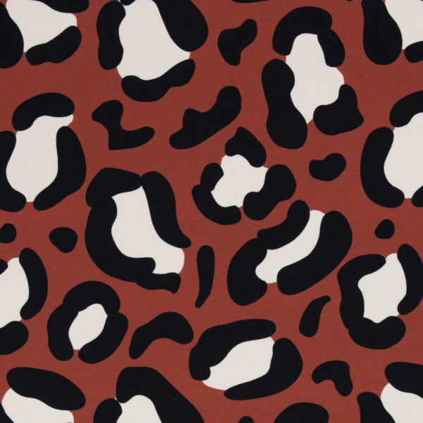 Modal French Terry Sandra mit Leo - Print auf terracotta - Rest 0,8 m