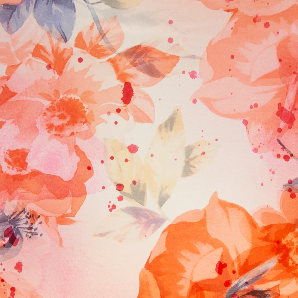 Baumwolljersey Lena große Blüten - Mohnblume - pink - rosa - orange