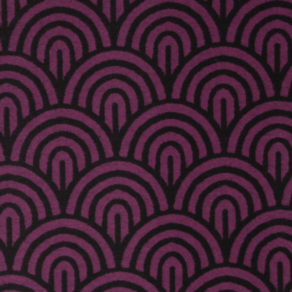 Jacquard Jersey  Emily - Muscheldesign in beere