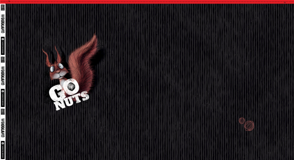 French Terry - Panel Go Nuts by Thorsten Berger - Eichhörnchen auf braunen Streifen