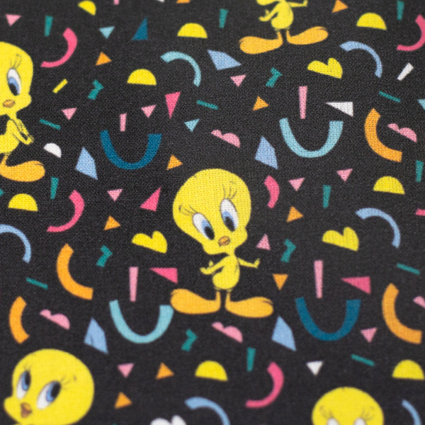 Baumwoll - Popeline  Looney Tunes - Tweety auf schwarz