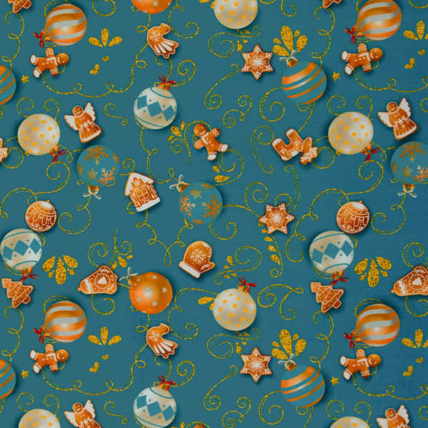 Baumwoll Webware Merry Christmas - Weihnachten auf petrol