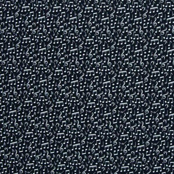 Baumwoll Webware Tim - Noten auf schwarz