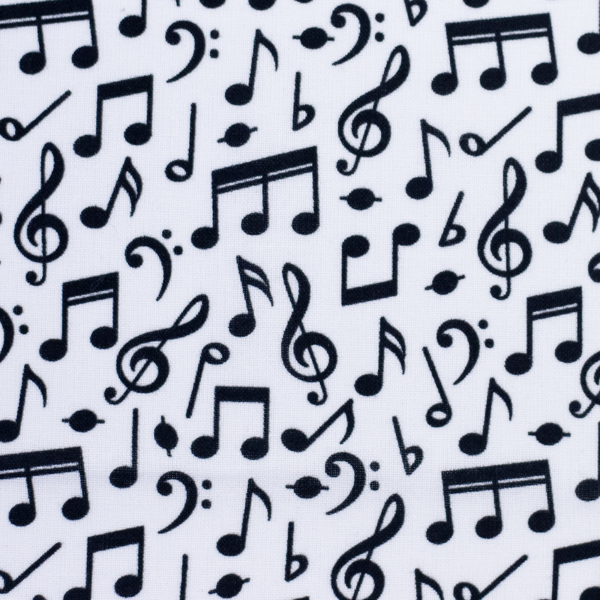 Baumwoll Webware Tim - Noten auf weiß