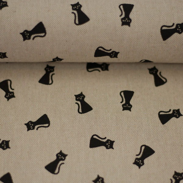 Dekostoff Balingen mit kleinen Katzen in schwarz
