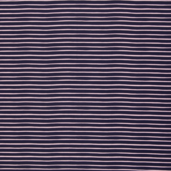 Baumwoll Popeline Rose mit Streifen in rosa auf navy
