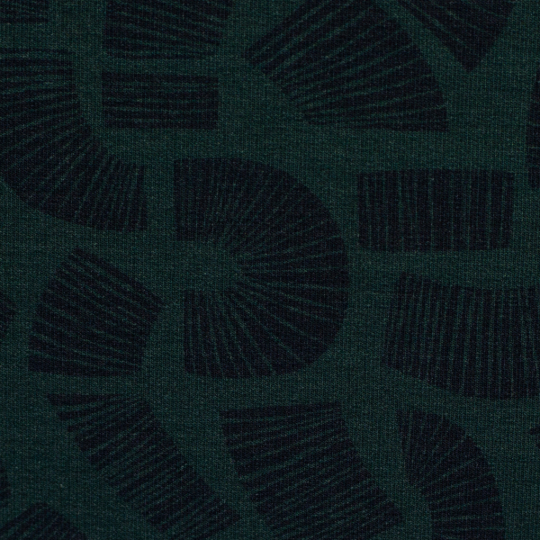Modal French Terry Camino by Bienvenido Colorido - Muster auf dunkelgrün