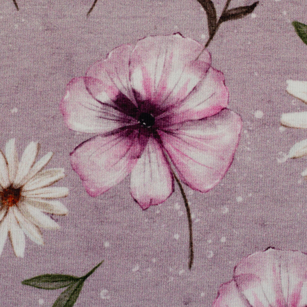 Modal French Terry Spring Blossoms by Christiane Zielinski mit Blüten auf altrosa