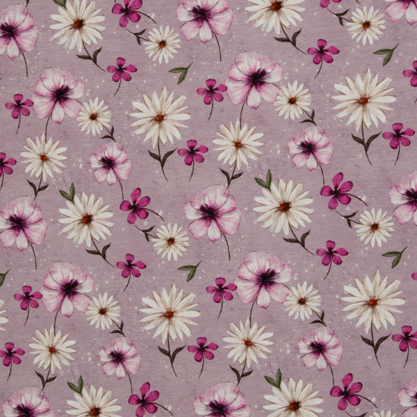 Modal French Terry Spring Blossoms by Christiane Zielinski mit Blüten auf altrosa