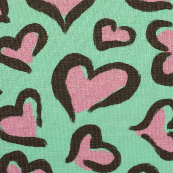 French Terry Hearts by Christiane Zielinski - Herzen in Leo - Look auf mint