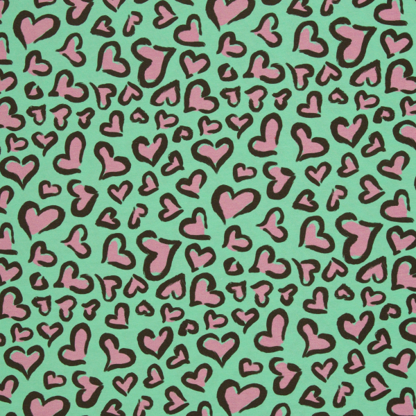 French Terry Hearts by Christiane Zielinski - Herzen in Leo - Look auf mint