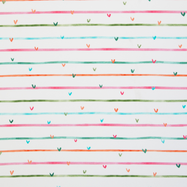 Baumwolljersey Cactus Cuties by Hip Som Hap mit kleinen Herzen und Streifen auf weiß