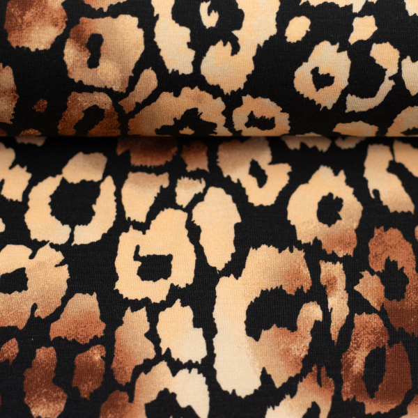 Baumwolljersey Olivia - Leo auf schwarz