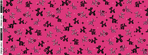 French Terry Shit happens by Thorsten Berger - viele kleine Luftballon - Hunde auf pink