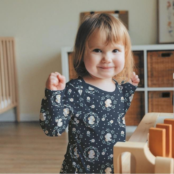 Baumwolljersey Elefanten auf navy - Digitaldruck