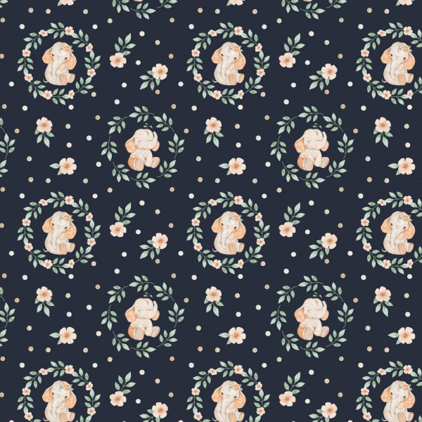 Baumwolljersey Elefanten auf navy - Digitaldruck