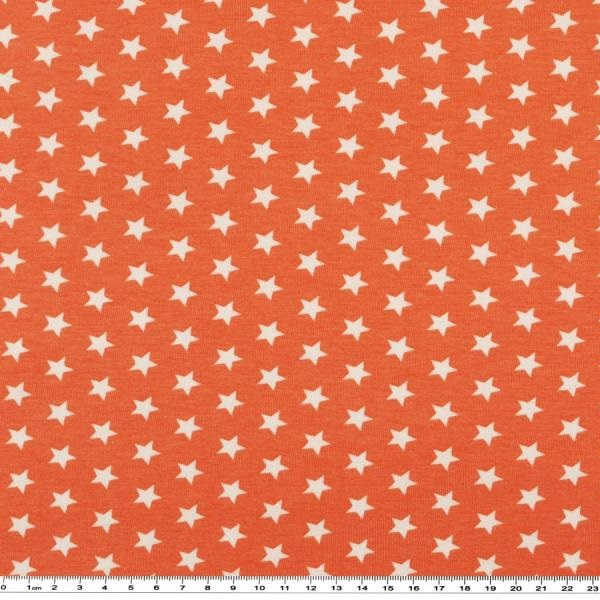 Baumwolljersey Sterne apricot - weiß