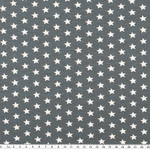 Baumwolljersey Sterne jeans - weiß